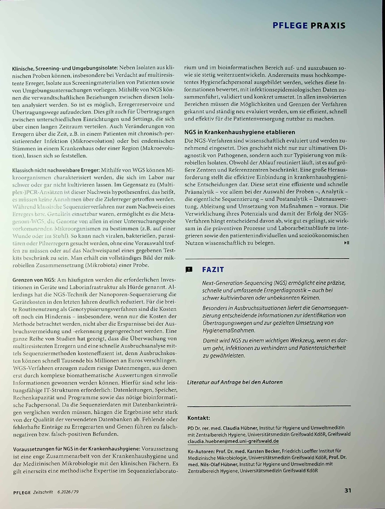 Vorschauseite 4: Bessere Krankenhaushygiene durch DNA-Analyse