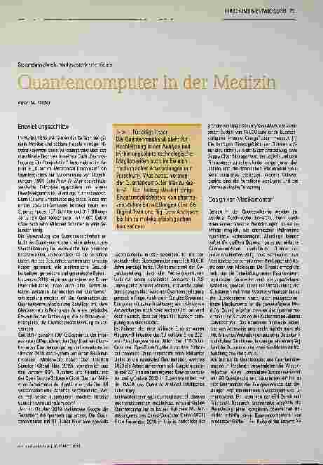 Vorschauseite 1: Sekundenschnell, analysestark und sicher: Quantencomputer in der Medizin