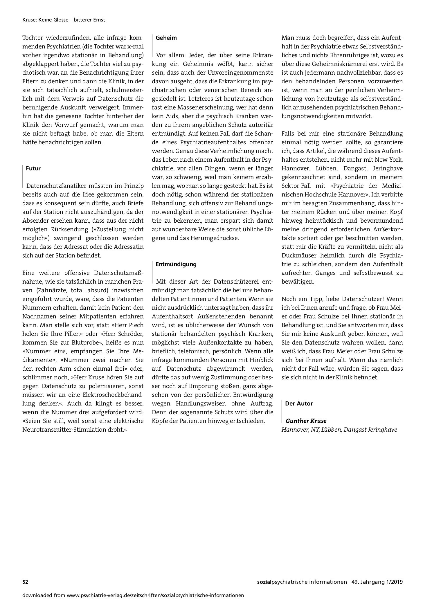 Vorschauseite 2: Keine Glosse – bitterer Ernst. Wider den Datenschutzdogmatismus