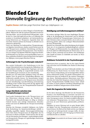 Vorschauseite 1: Blended Care Sinnvolle Ergänzung der Psychotherapie?
