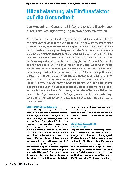 Vorschauseite 1: Hitzebelastung als Einflussfaktor auf die Gesundheit