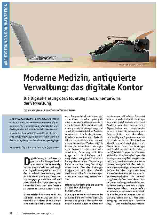 Vorschauseite 1: Moderne Medizin, antiquierte Verwaltung: das digitale Kontor