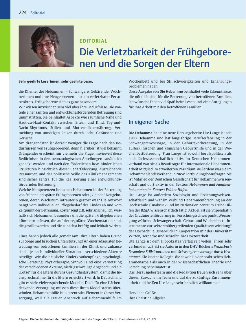 Vorschauseite 1: Die Verletzbarkeit der Frühgeborenen und die Sorgen der Eltern