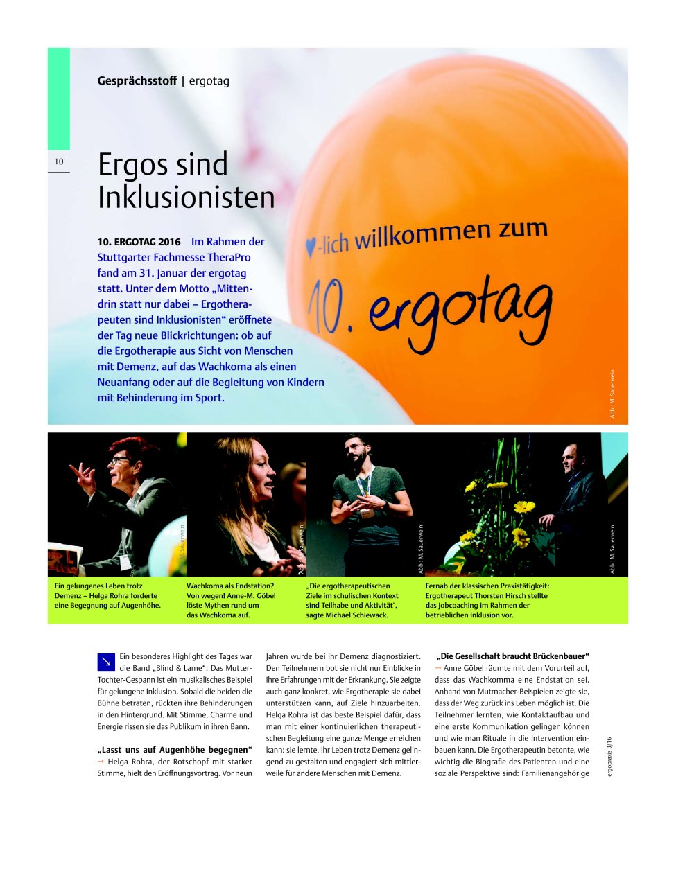 Vorschauseite 1: Ergos sind Inklusionisten ? 10. Ergotag 2016