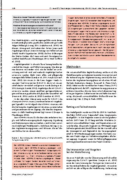Vorschauseite 2: Implementierung des KOMMA-Ansatzes zur Unterstützung von Angehörigen in der häuslichen Palliativversorgung