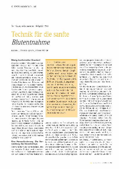 Vorschauseite 1: Technik für die sanfte Blutentnahme