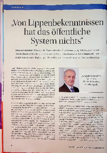 Vorschauseite 1: "Von Lippenbekenntnissen hat das öffentliche System nichts."