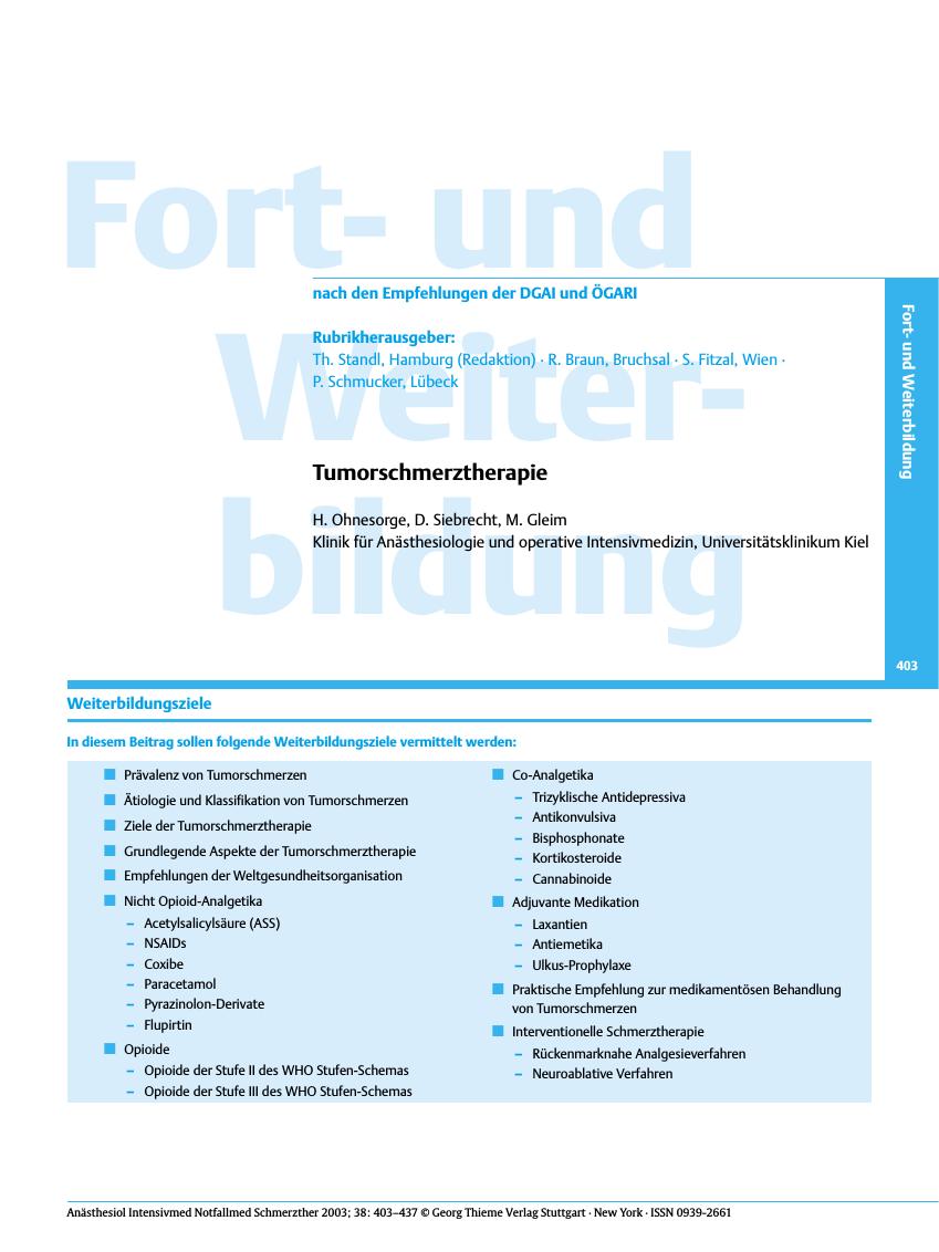 Vorschauseite 1: Tumorschmerztherapie