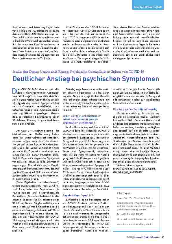 Vorschauseite 2: WiDO-Analyse zu stationär behandelten Covid-19-Patienten. Etwa ein Fünftel verstarb.