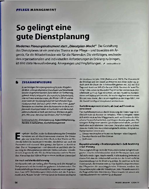 Vorschauseite 1: So gelingt eine gute Dienstplanung