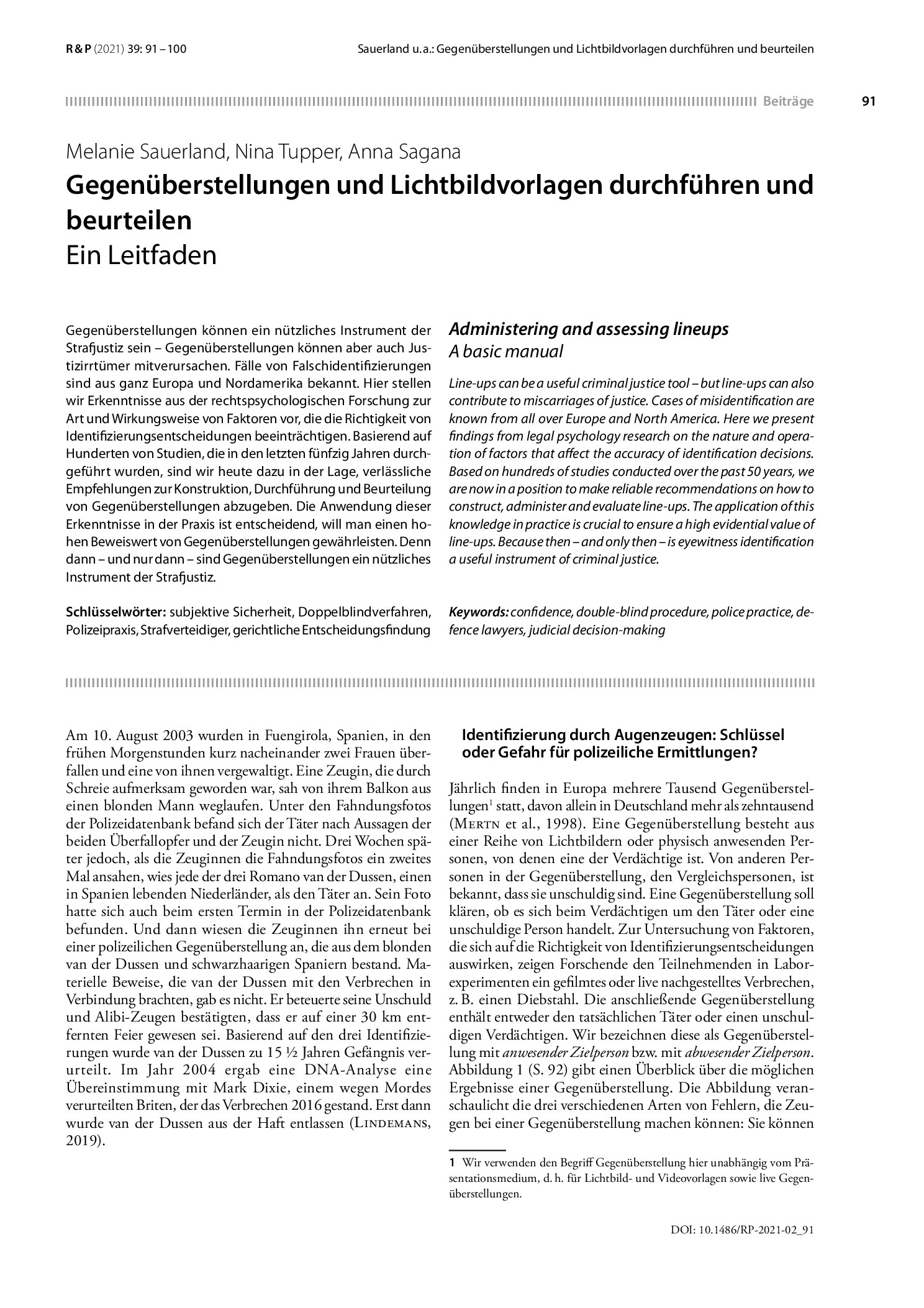 Vorschauseite 1: Gegenüberstellungen und Lichtbildvorlagen durchführen und beurteilen: Ein Leitfaden
