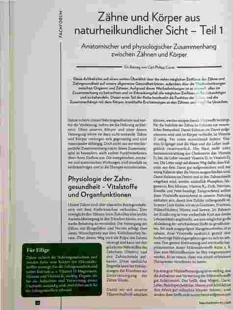 Vorschauseite 1: Zähne und Körper aus naturheilkundlicher Sicht - Teil 1 Anatomischer und physiologischer Zusammenhang zwischen Zähnen und Körper