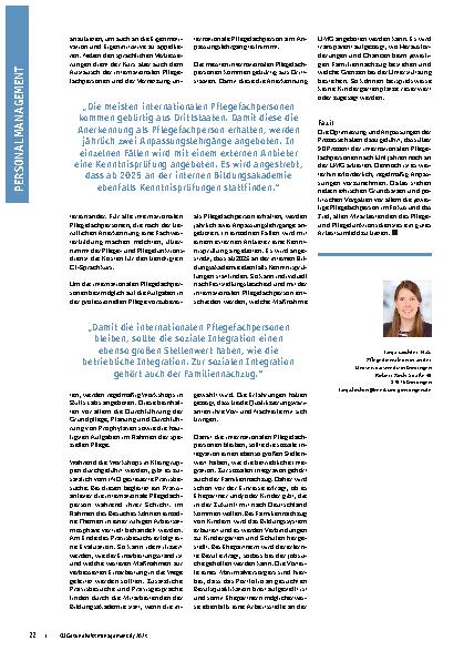 Vorschauseite 3: Anwerben und Halten von internationalen Pflegefachpersonen. Wie lassen sich offene Stellen strukturiert und langfristig mit Pflegepersonal aus dem Ausland nachbesetzen?