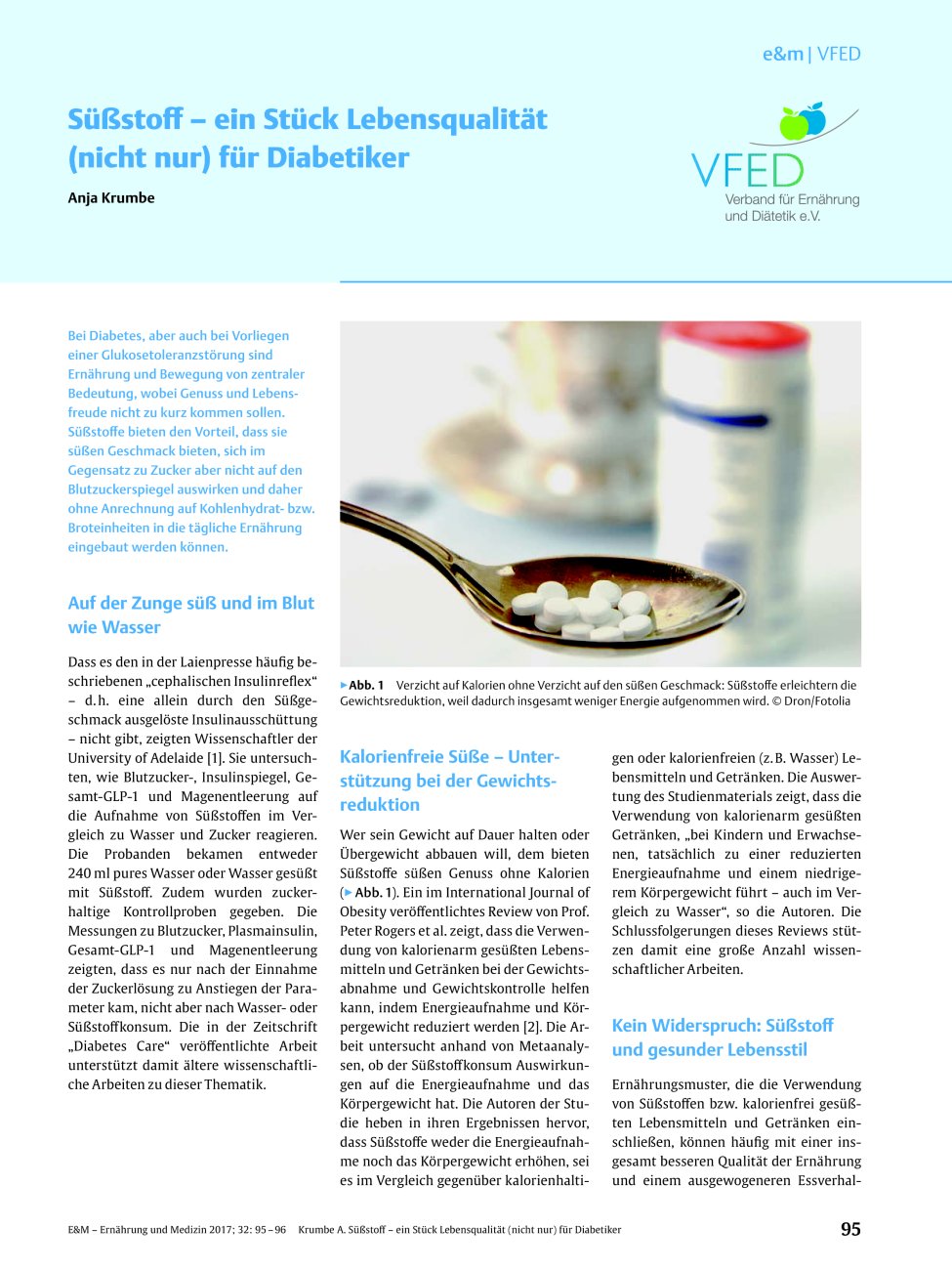 Vorschauseite 1: Süßstoff – ein Stück Lebensqualität (nicht nur) für Diabetiker