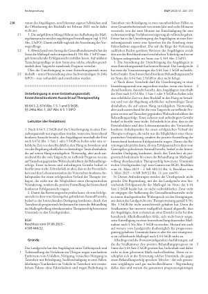 Vorschauseite 4: Unterbringung in einer Entziehungsanstalt; hinreichend konkrete Aussicht auf Therapieerfolg