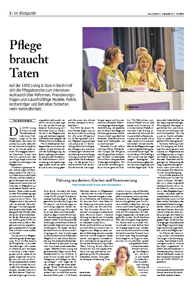 Vorschauseite 1: Pflege braucht Taten