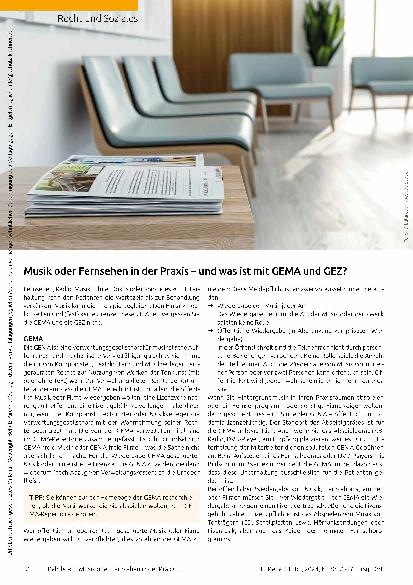Vorschauseite 1: Musik oder Fernsehen in der Praxis - und was ist mit GEMA und GEZ?