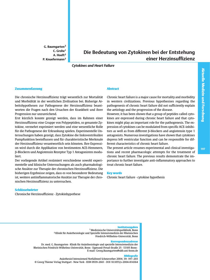 Vorschauseite 1: Die Bedeutung von Zytokinen bei der Entstehung einer Herzinsuffizienz