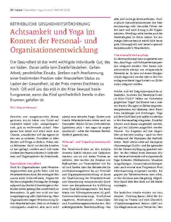 Vorschauseite 1: BETRIEBLICHE GESUNDHEITSFÖRDERUNG Achtsamkeit und Yoga im Kontext der Personalund Organisationsentwicklung
