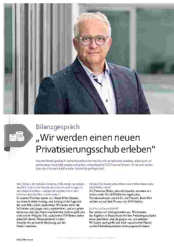 Vorschauseite 1: Bilanzgespräch „Wir werden einen neuen Privatisierungsschub erleben“