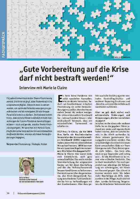 Vorschauseite 1: "Gute Vorbereitung auf die Krise darf nicht bestraft werden!"