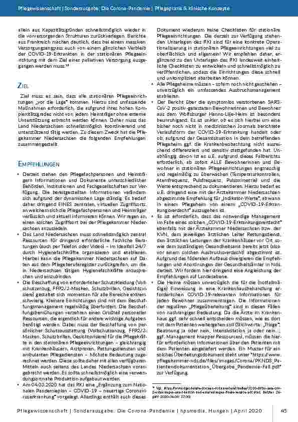 Vorschauseite 2: Vorbereitung eines wirksamen COVID-19-Ausbruchsmanagements in stationären Pflegeeinrichtungen