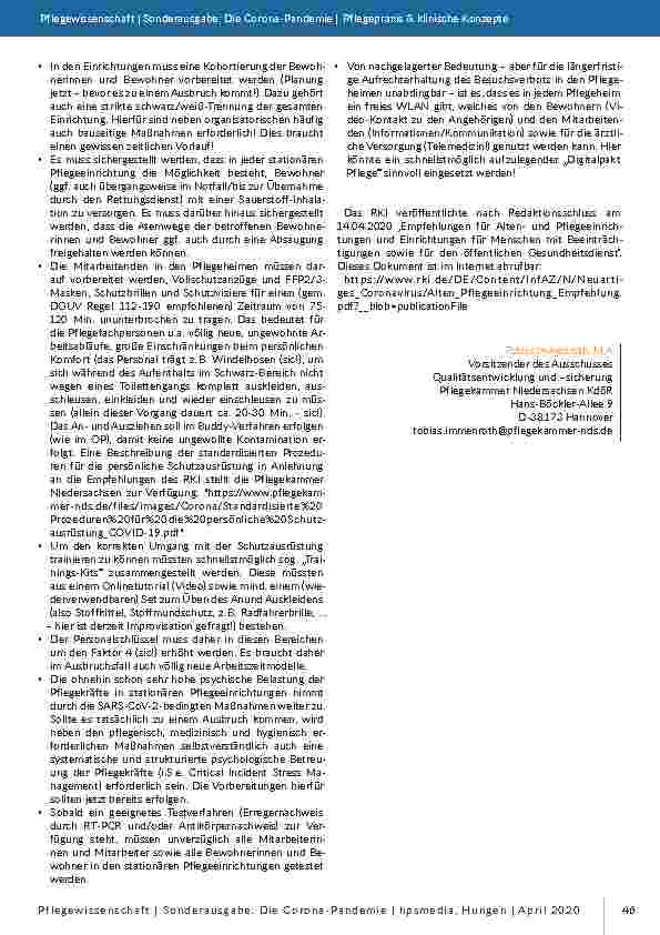 Vorschauseite 3: Vorbereitung eines wirksamen COVID-19-Ausbruchsmanagements in stationären Pflegeeinrichtungen