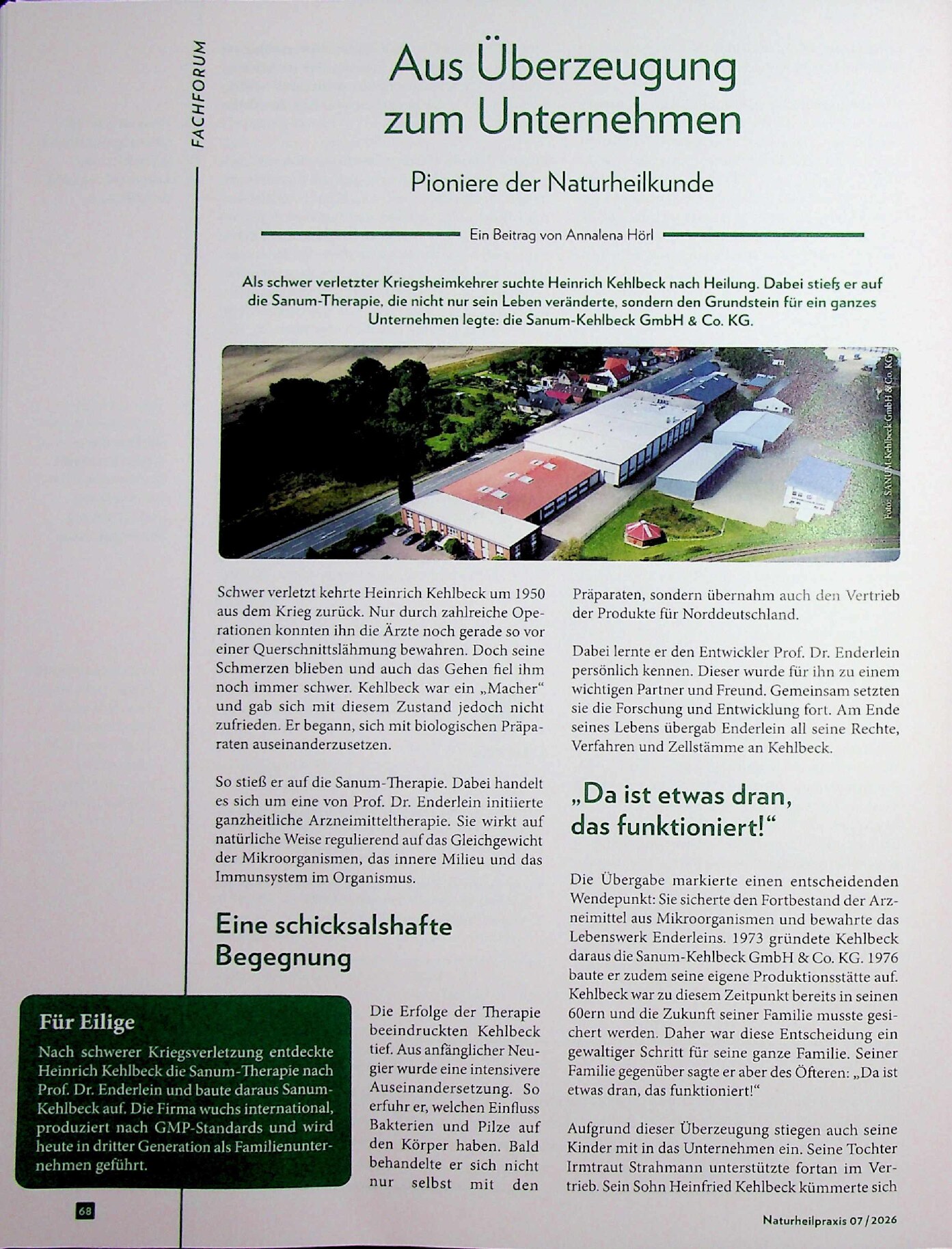 Vorschauseite 1: Aus Überzeugung zum Unternehmen: Pioniere der Naturheilkunde