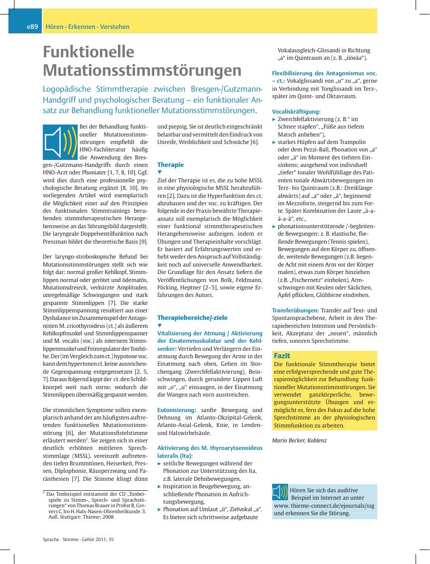 Vorschauseite 1: Funktionelle Mutationsstimmstörungen