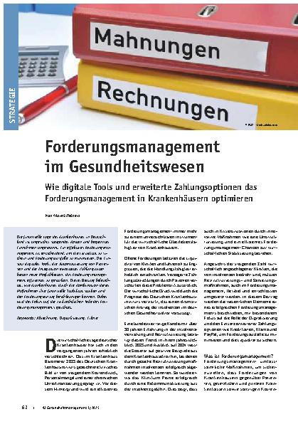 Vorschauseite 1: Forderungsmanagement im Gesundheitswesen