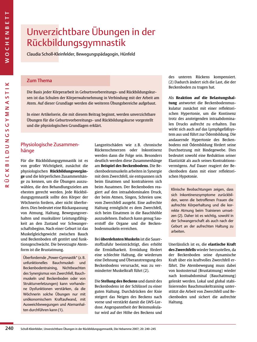 Vorschauseite 1: Unverzichtbare Übungen in der Rückbildungsgymnastik