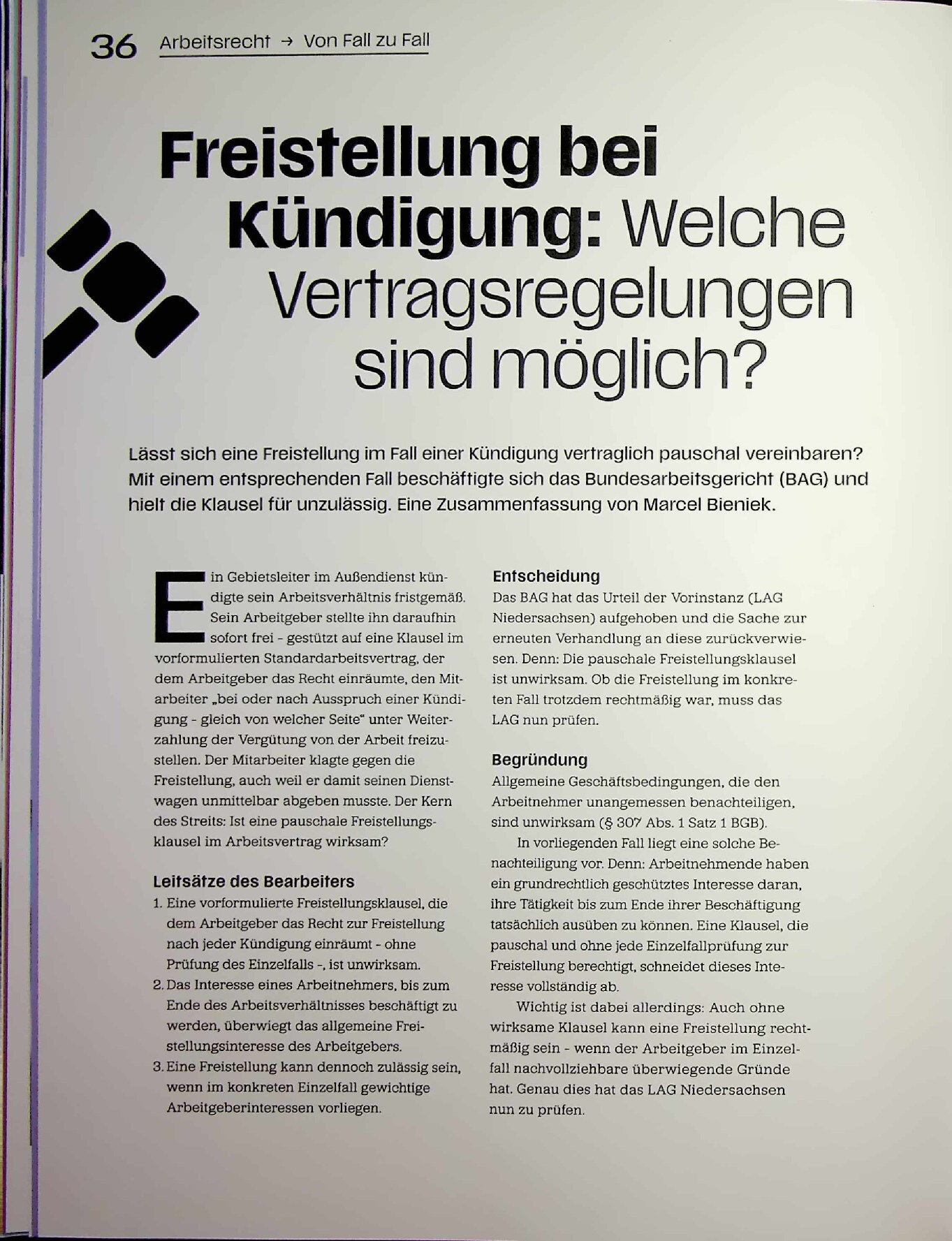 Vorschauseite 1: Freistellung bei Kündigung: Welche Vertragsregelungen sind möglich?