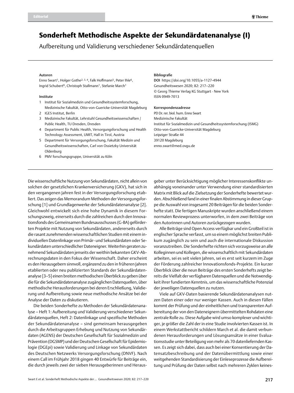 Vorschauseite 1: Sonderheft Methodische Aspekte der Sekundärdatenanalyse (I)