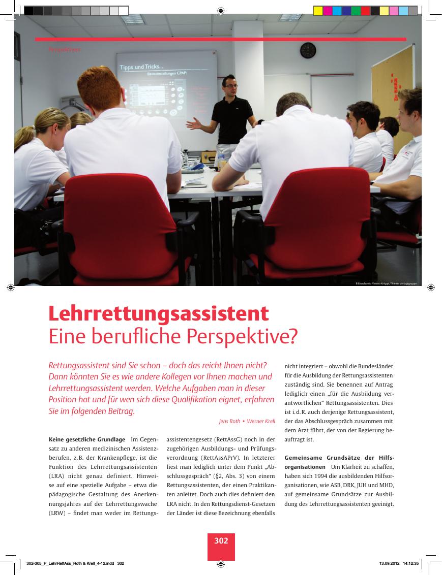 Vorschauseite 1: Lehrrettungsassistent? Eine berufliche Perspektive?