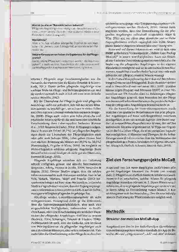 Vorschauseite 2: Über das Smartphone Wissen und Unterstützung für pflegende Angehörige bereitstellen - Das Projekt MoCaB