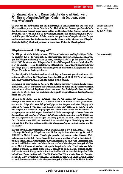 Vorschauseite 2: Beraterbrief Pflege Heft 1-2025
