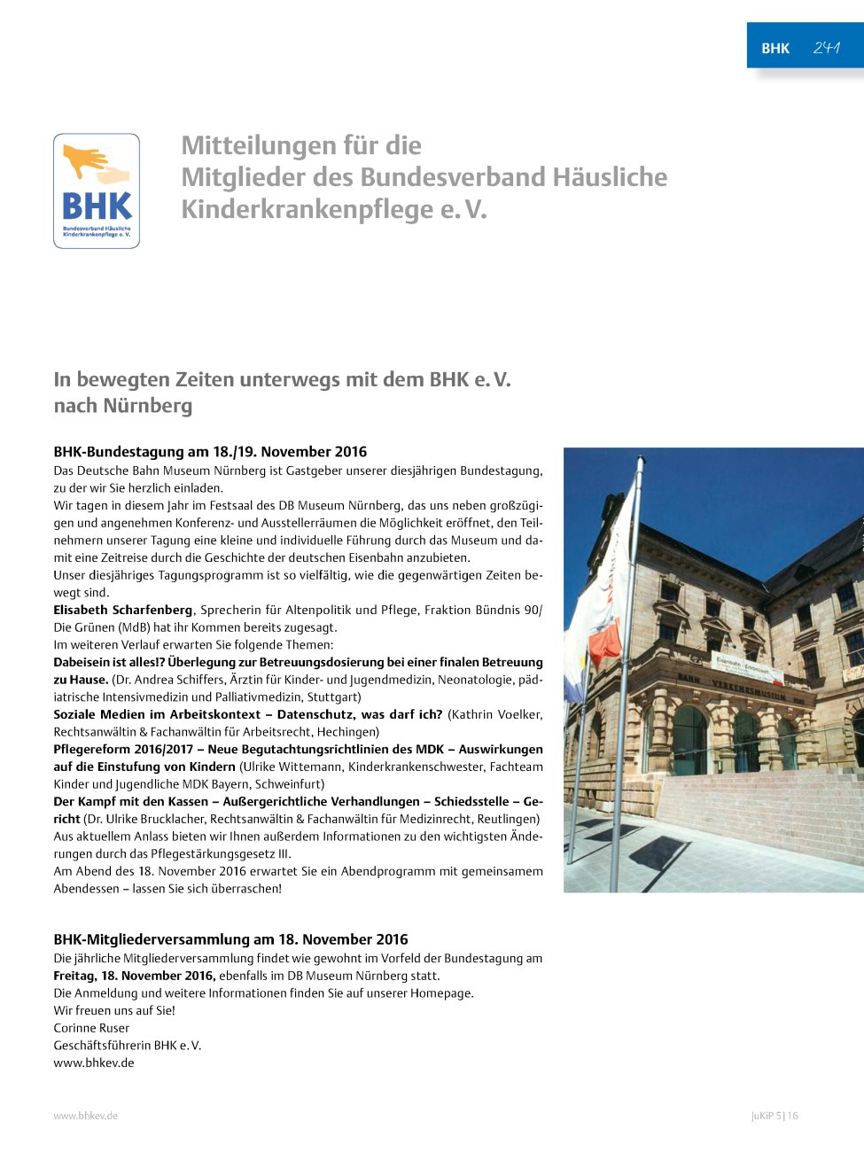 Vorschauseite 1: Mitteilungen für die Mitglieder des Bundesverband Häusliche Kinderkrankenpflege e. V.
