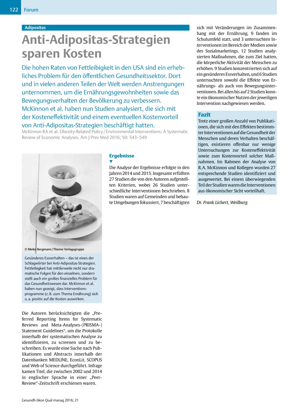 Vorschauseite 1: Adipositas ? Anti-Adipositas-Strategien sparen Kosten