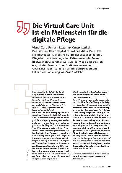 Vorschauseite 2: Die Virtual Care Unit ist ein Meilenstein für die digitale Pflege