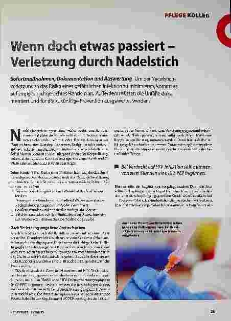 Vorschauseite 1: Wem doch etwas passiert - Verletzung durch Nadelstich