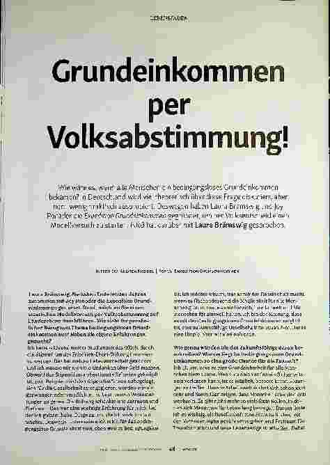 Vorschauseite 1: Grundeinkommen per Volksabstimmung!