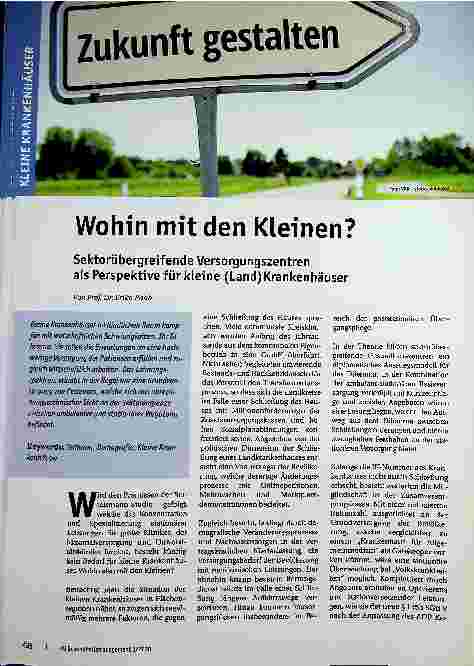 Vorschauseite 1: Wohin mit den Kleinen? Sektorübergreifende Versorgungszentren als Perspektive für kleine (Land)krankenhäuser