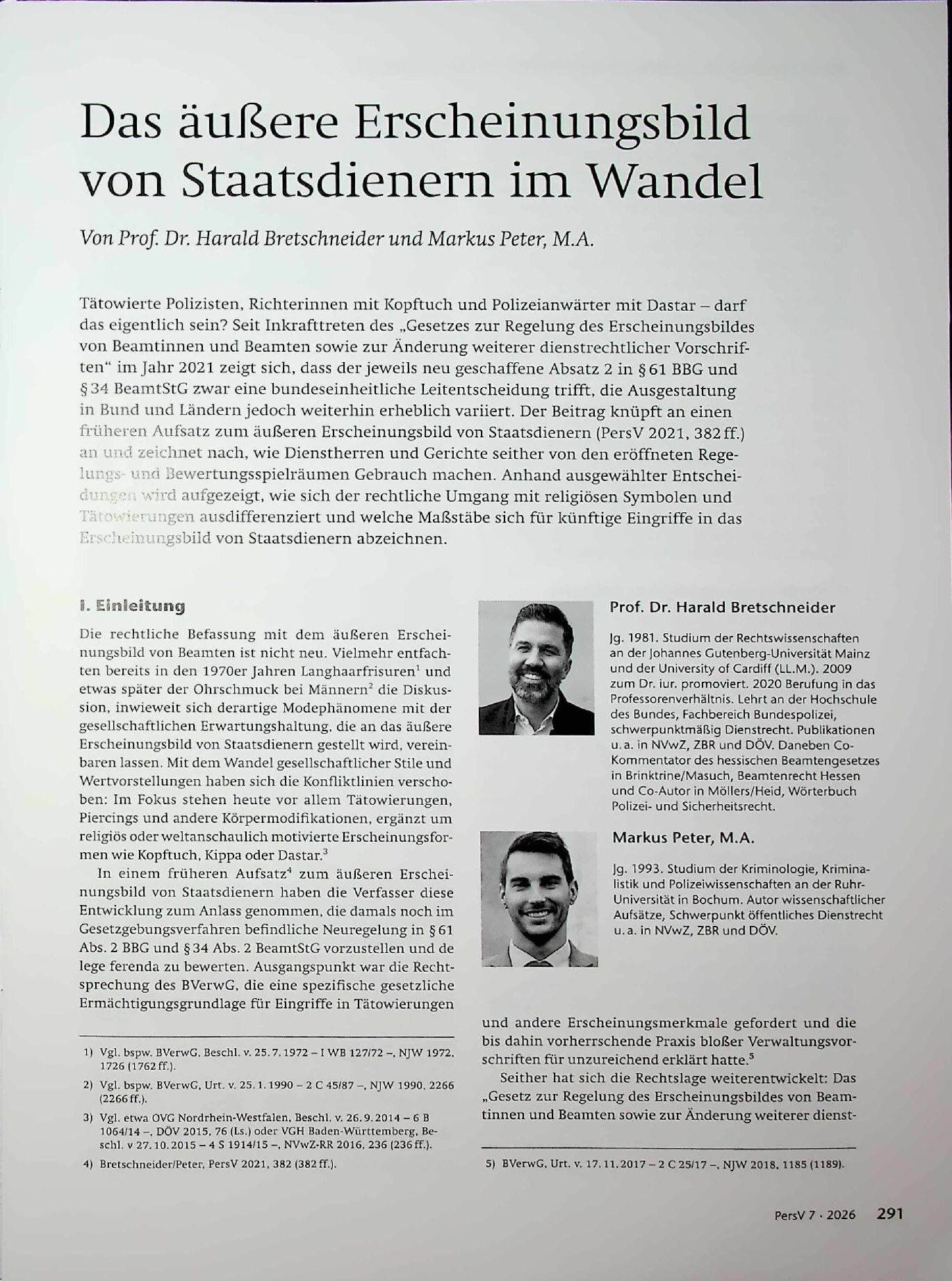 Vorschauseite 1: Das äußere Erscheinungsbild von Staatsdienern im Wandel