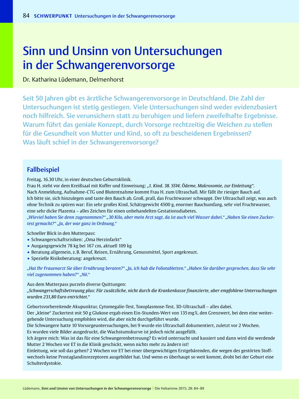 Vorschauseite 1: Sinn und Unsinn von Untersuchungen in der Schwangerenvorsorge