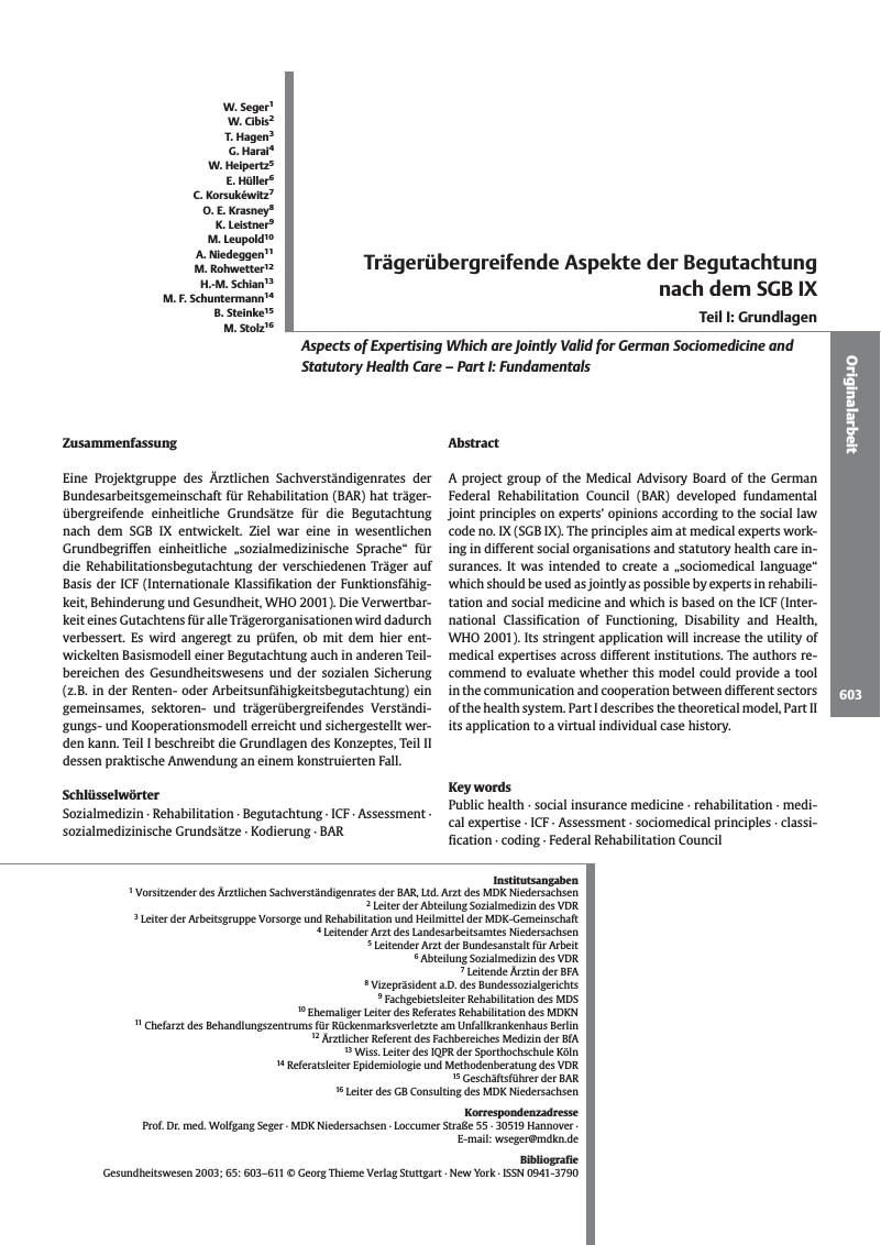 Vorschauseite 1: Trägerübergreifende Aspekte der Begutachtung nach dem SGB IX