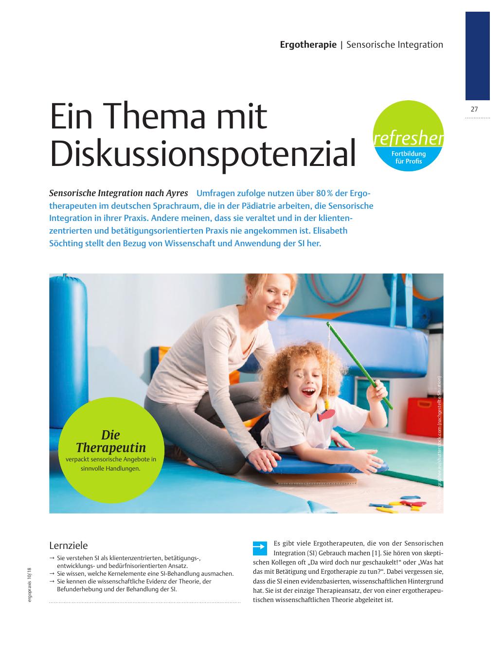 Vorschauseite 1: Sensorische Integration nach Ayres ? Ein Thema mit Diskussionspotenzial