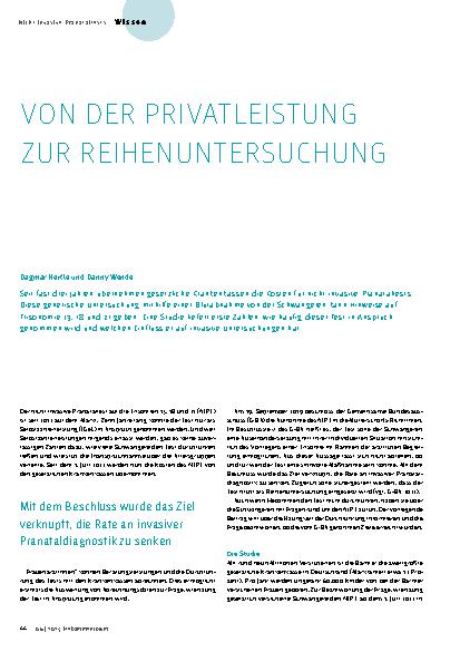 Vorschauseite 1: Von der Privatleistung zur Reihenuntersuchung
