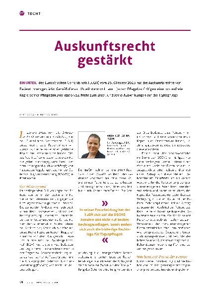 Vorschauseite 1: Auskunftsrecht gestärkt
