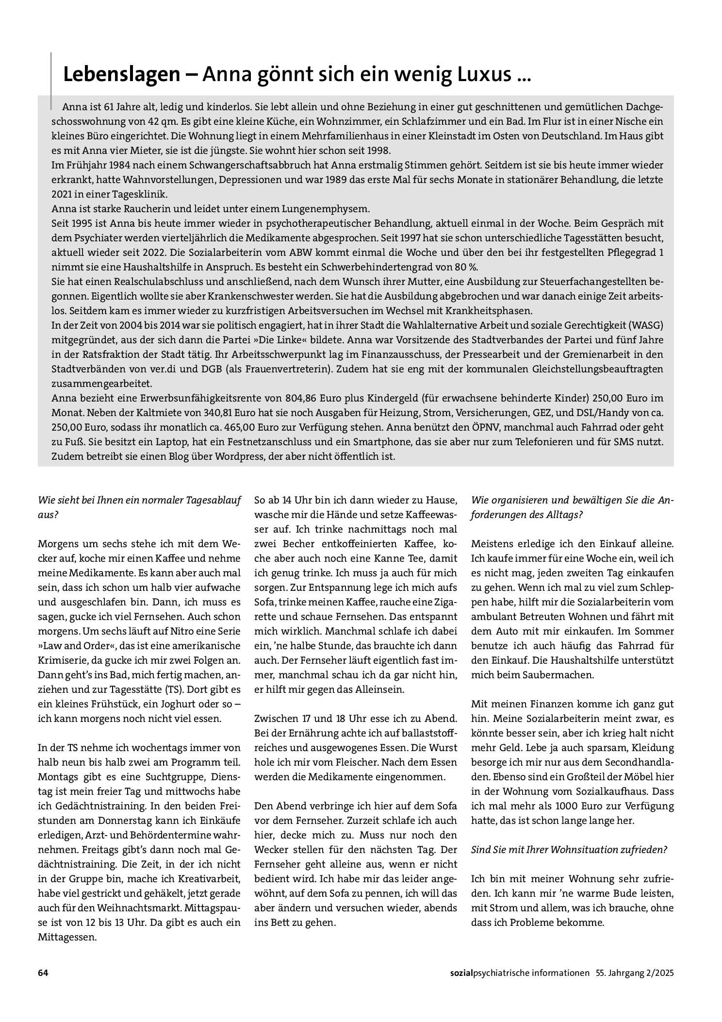 Vorschauseite 1: Lebenslagen – Anna gönnt sich ein wenig Luxus...