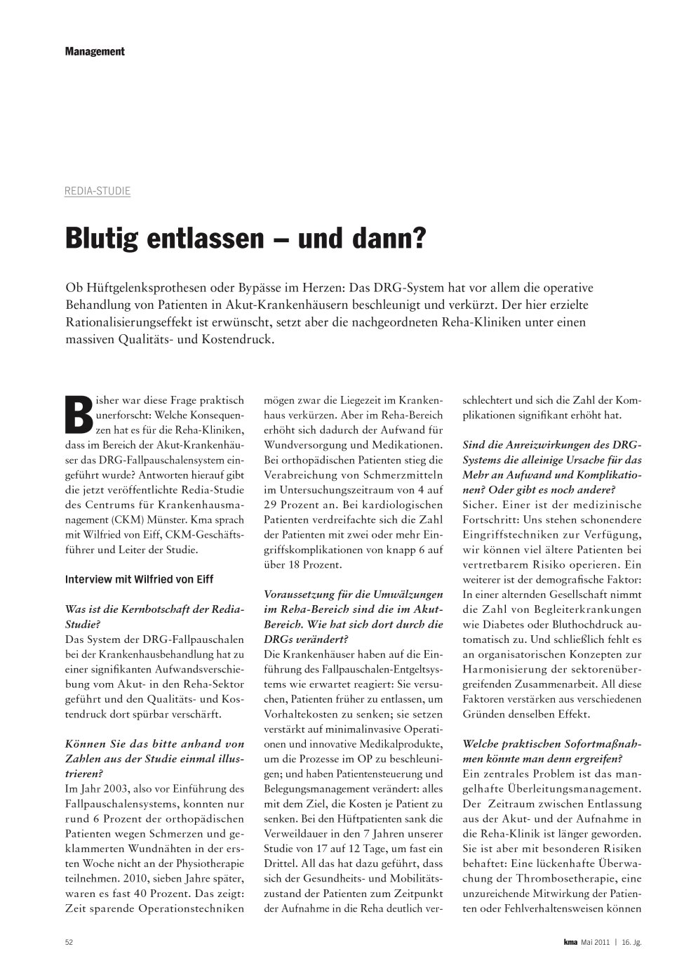 Vorschauseite 1: Blutig entlassen ? und dann?